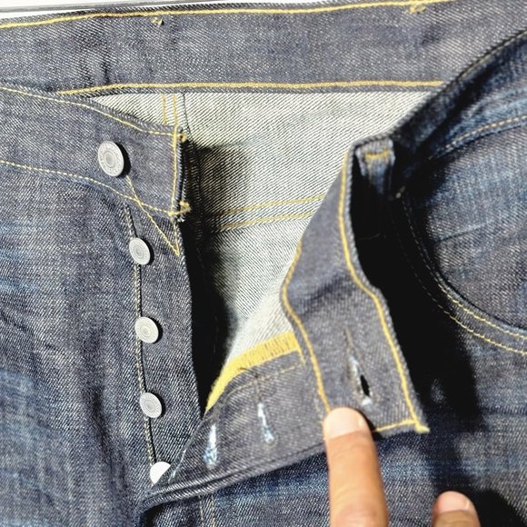 Levi's 501 Straight Leg Six Button Raw Denim Jeans - Picture 4 of 11